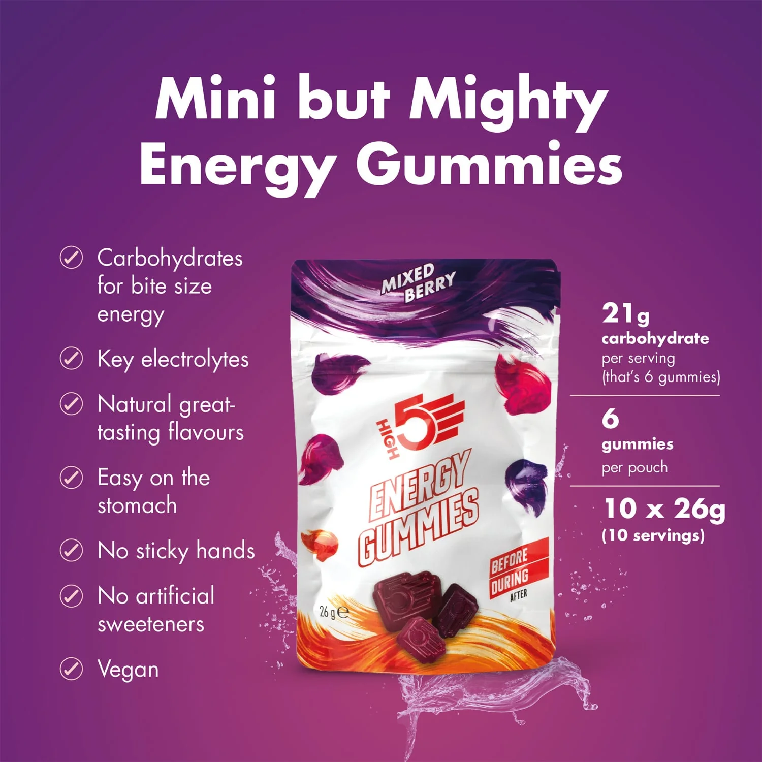 Gommes Énergétiques HIGH5 ENERGY GUMMIES (26g) Fruits Rouge - Image 4