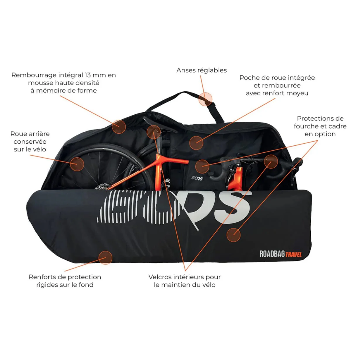 Housse de Vélo Route  BUDS ROADBAG TRAVEL (spécial Avion) Noir - Image 5