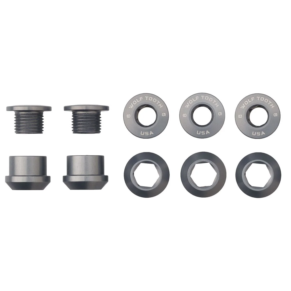 Kit Pédalier 5 Vis et Ecrous Cheminés M8x6 mm WOLF TOOTH 1X Gris