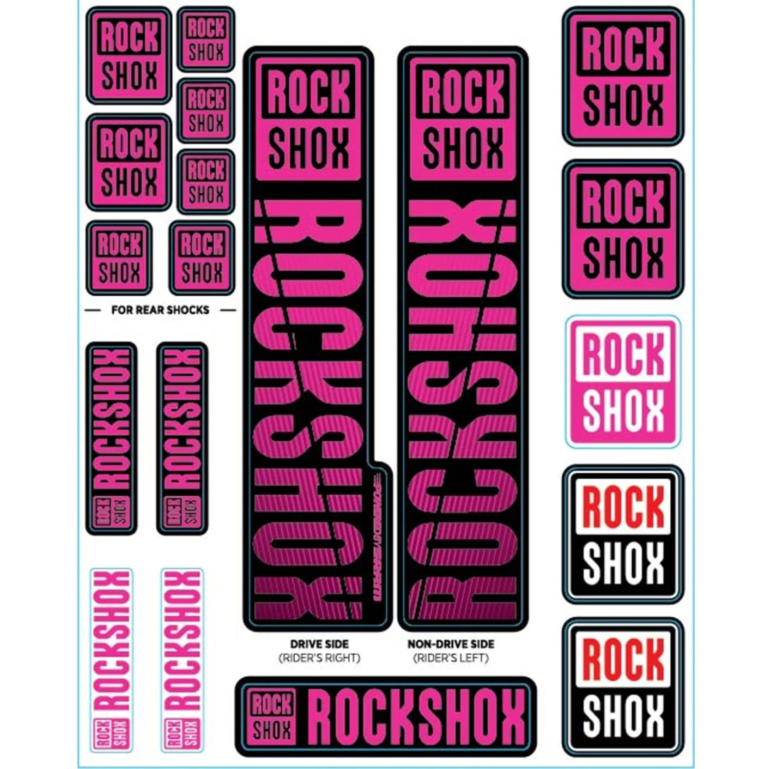Kit Stickers pour Fourches Simple Té ROCKSHOX Plongeurs 30/32 mm (2018+) Violet