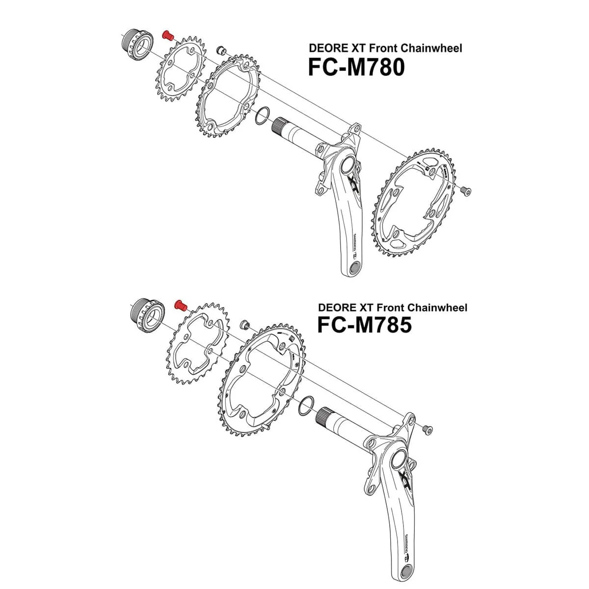 Kit Vis de Plateau Intérieur pour Pédalier SHIMANO XT M780 / M785 / FC R7000 Argent (x4) - Image 2