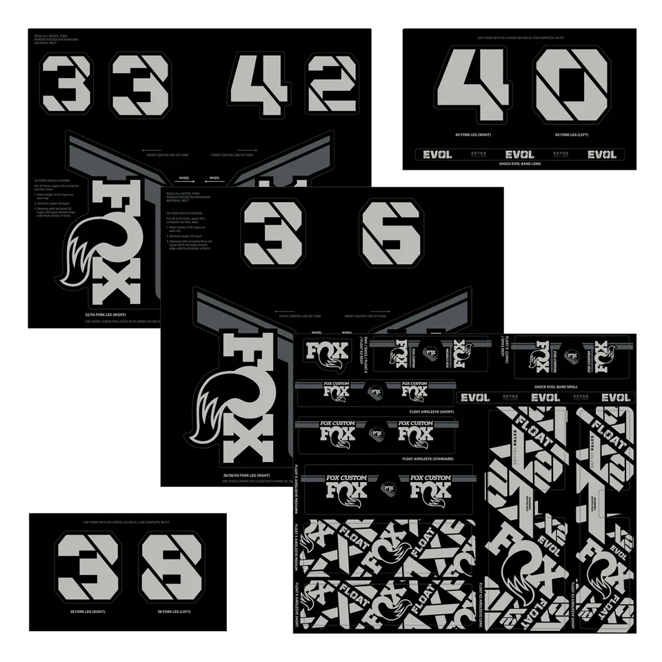 Kit stickers FOX Fourche et Amortisseur Gris