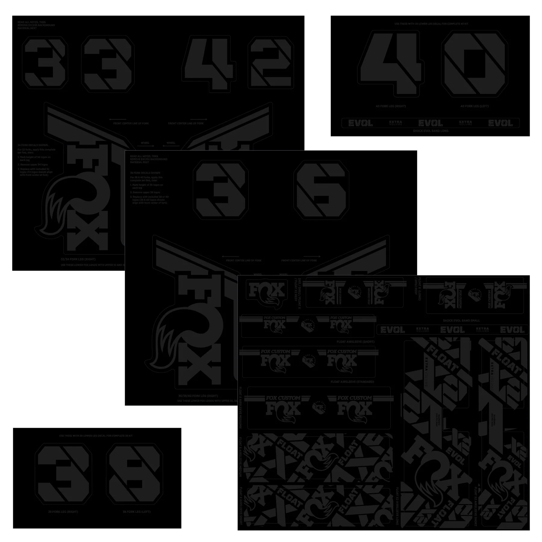 Kit Stickers FOX Fourche et Amortisseur Noir