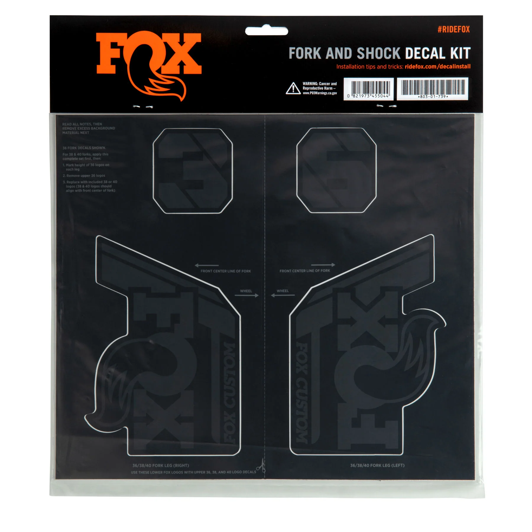 Kit Stickers FOX Fourche et Amortisseur Noir - Image 2