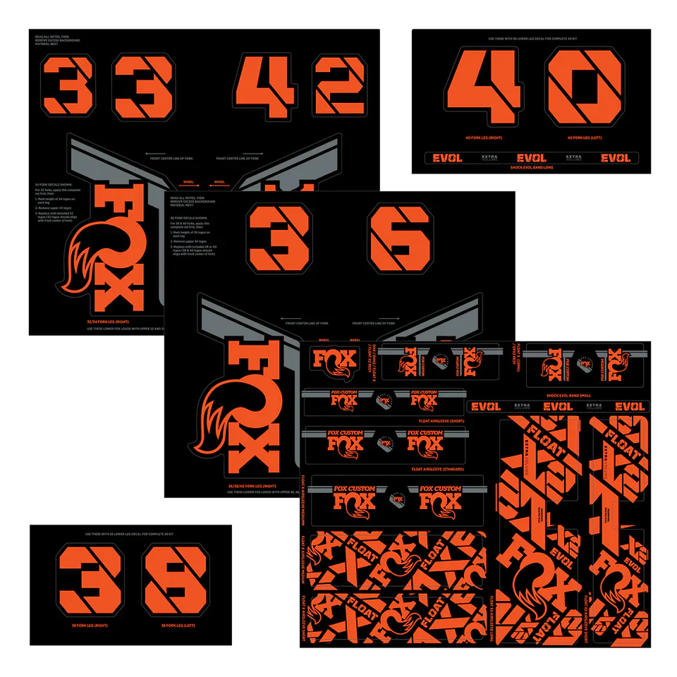 Kit Stickers FOX Fourche et Amortisseur Orange Factory