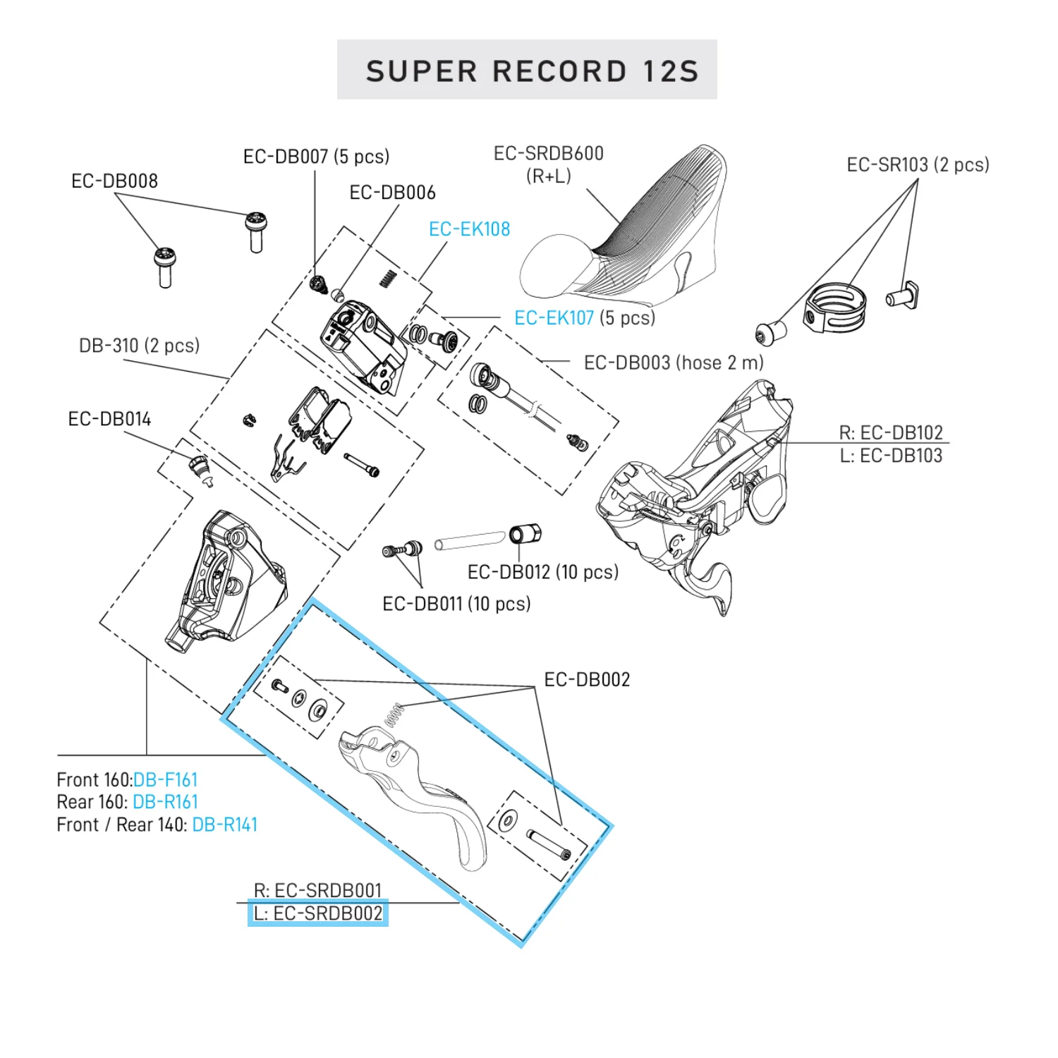 Levier Seul Frein Gauche CAMPAGNOLO SUPER RECORD 12V DISC - Image 2