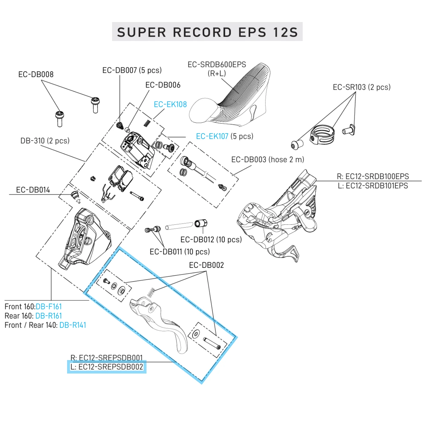 Levier Seul Frein Gauche CAMPAGNOLO SUPER RECORD EPS 12V DISC - Image 2