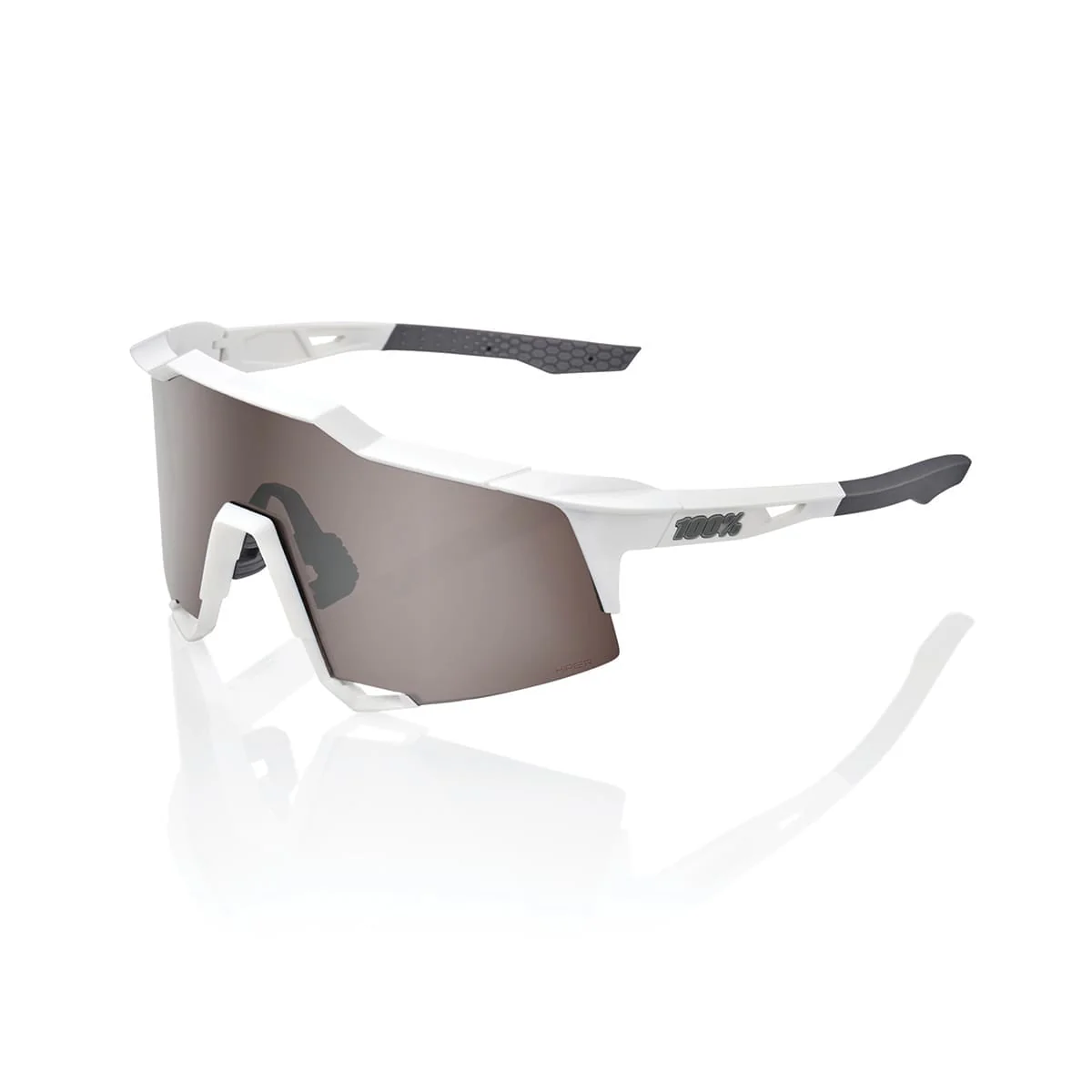 Lunettes 100% SPEEDCRAFT Blanc Matt Hiper Mirror Argent