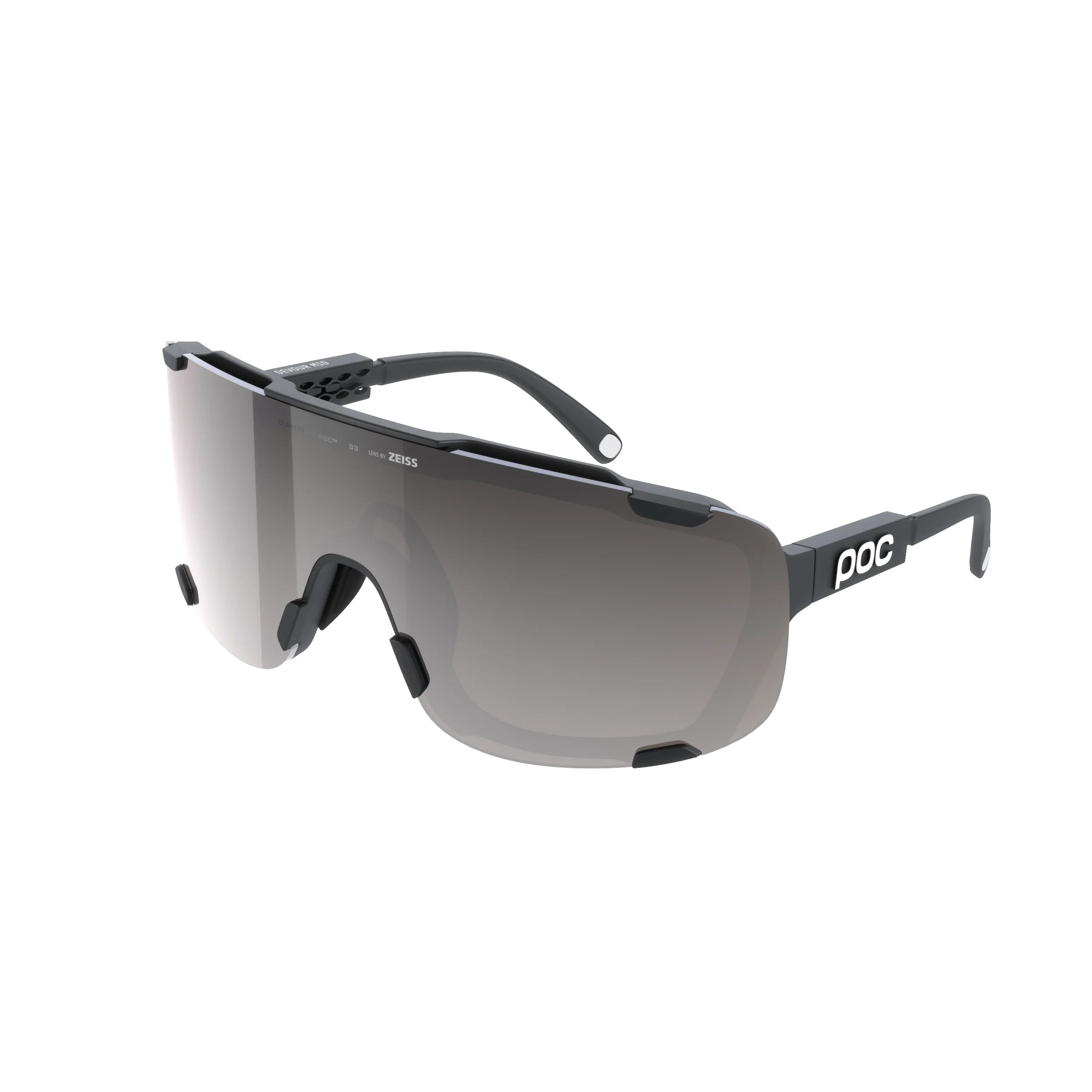Lunettes POC DEVOUR MID + Noir Verre Clarity Road Sunny Silver