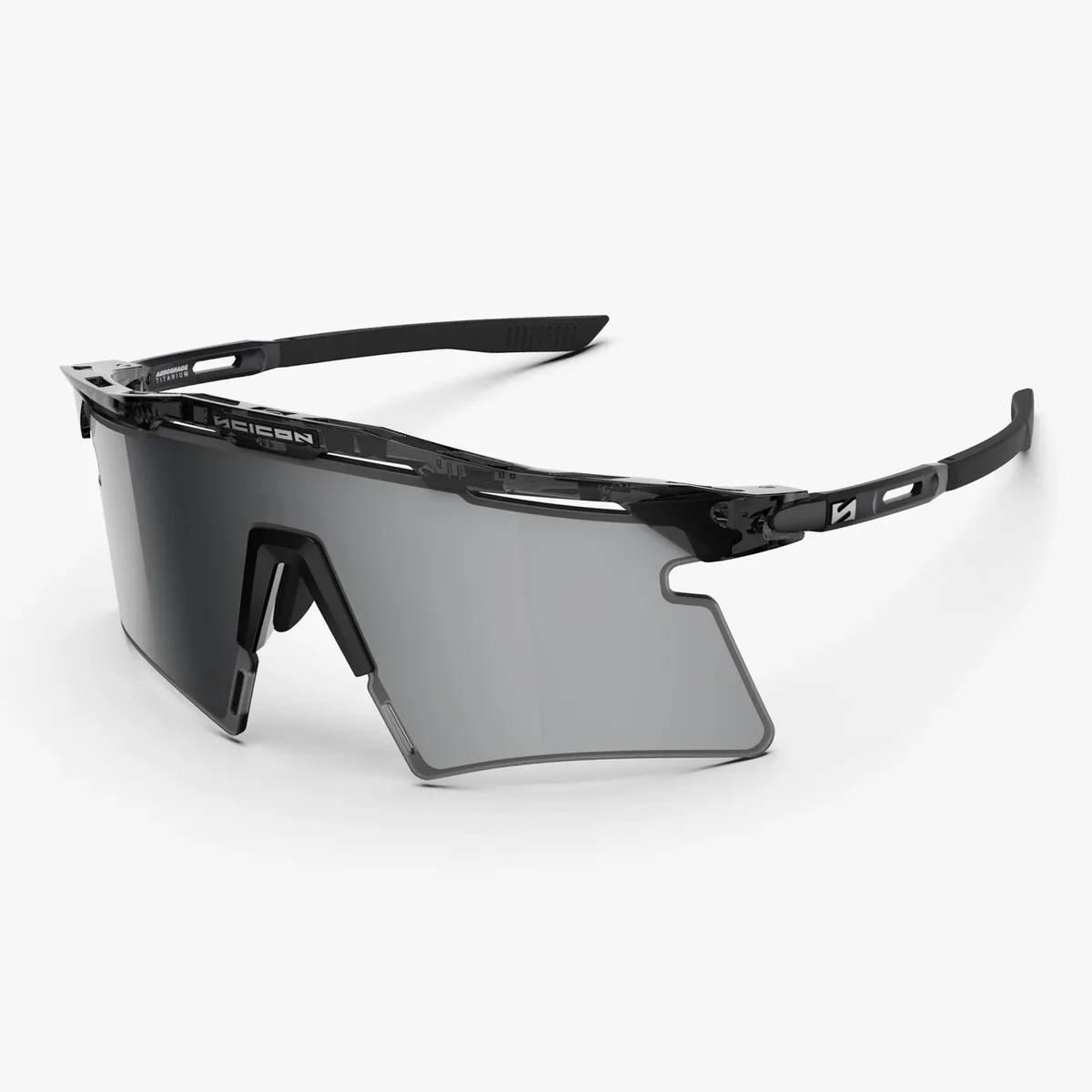 Lunettes SCICON AEROSHADE 2.0 TITANIUM Noir Crystal Gloss Verre Multimirror Silver + Pink