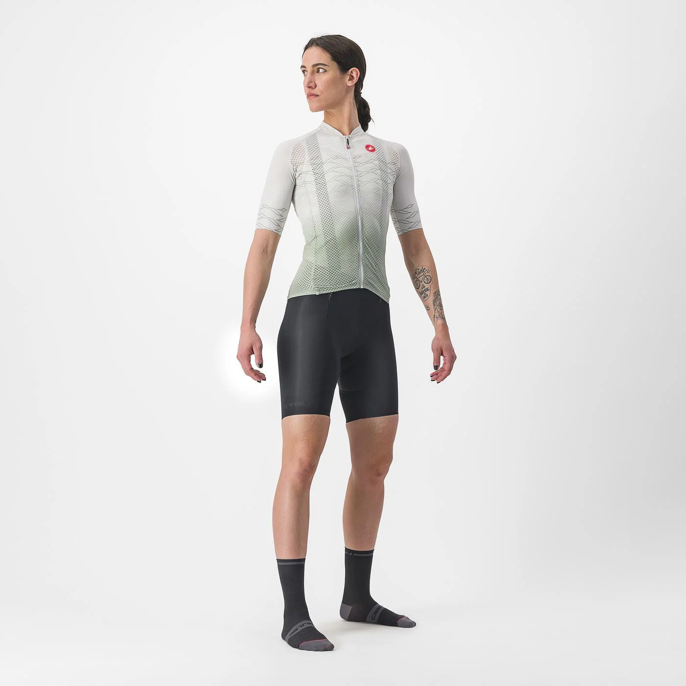 Maillot CASTELLI CLIMBER'S 2.0 W Femme Manches Courtes Gris/Vert - Image 6
