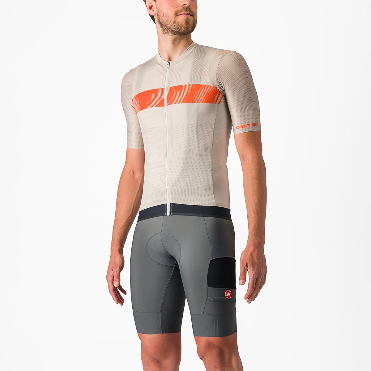 Maillot CASTELLI UNLIMITED ENDURANCE Manches Courtes Gris/Orange - Image 3