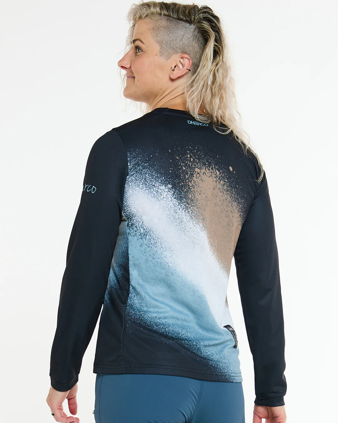 Maillot DHARCO GRAVITY GOLDEN STREAK Manches Longues Femme Noir/Bleu - Image 5