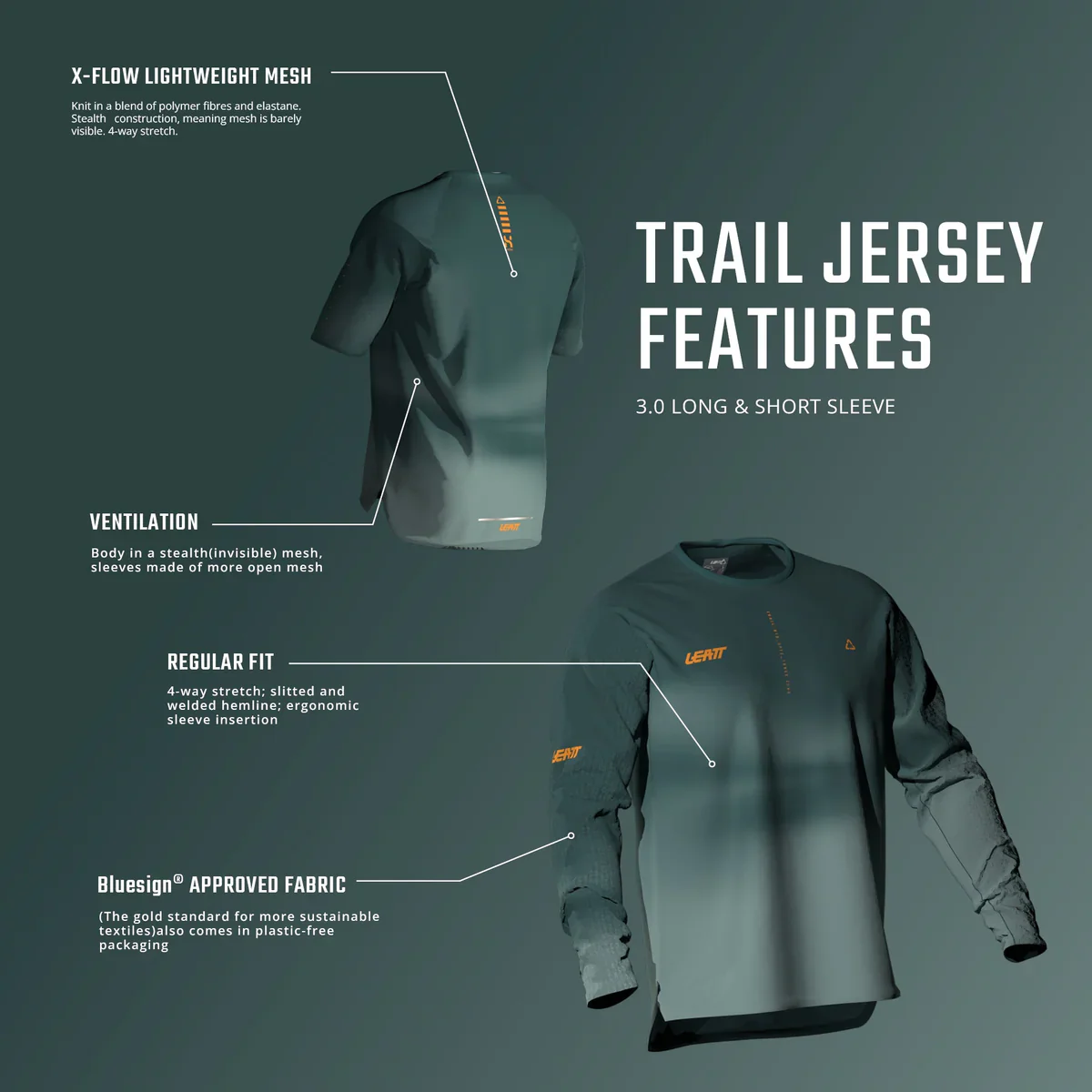 Maillot LEATT  MTB TRAIL 3.0 Femme Manches Courtes Vert - Image 4