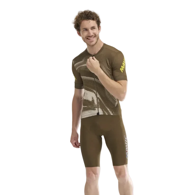 Maillot MAVIC AKSIUM GRAPHIC Manches Courtes Beige/Marron - Image 3