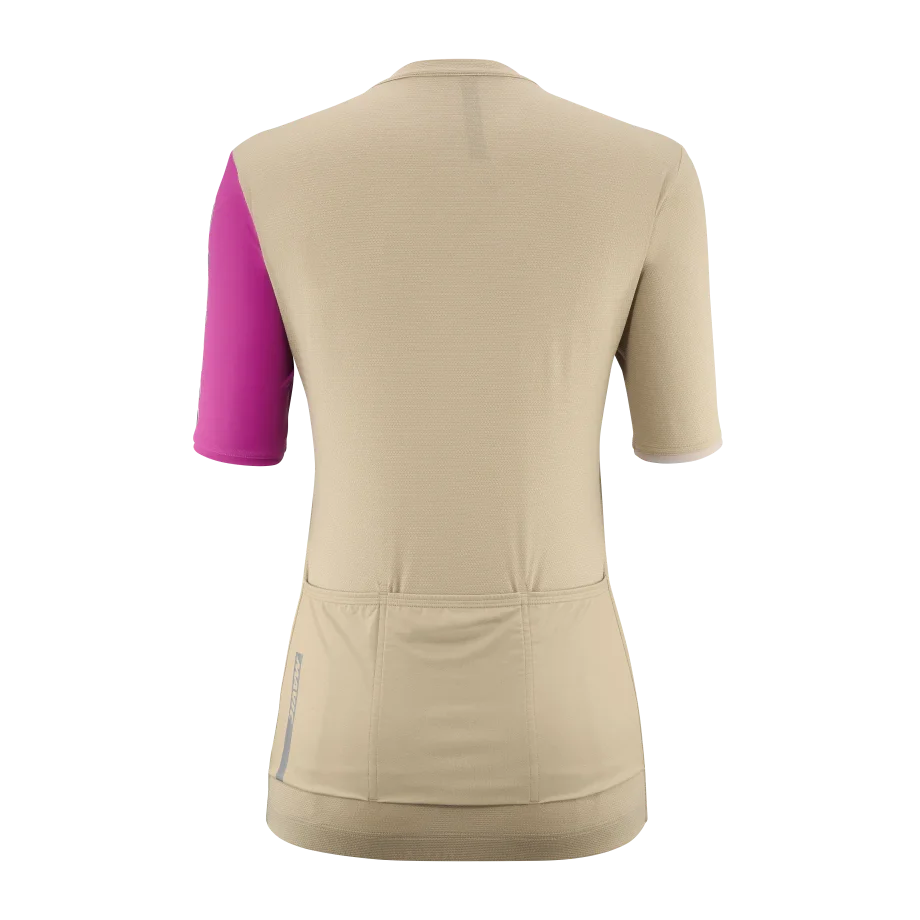 Maillot MAVIC ESSENTIAL Manches Courtes Femme Beige/Fuschia - Image 2