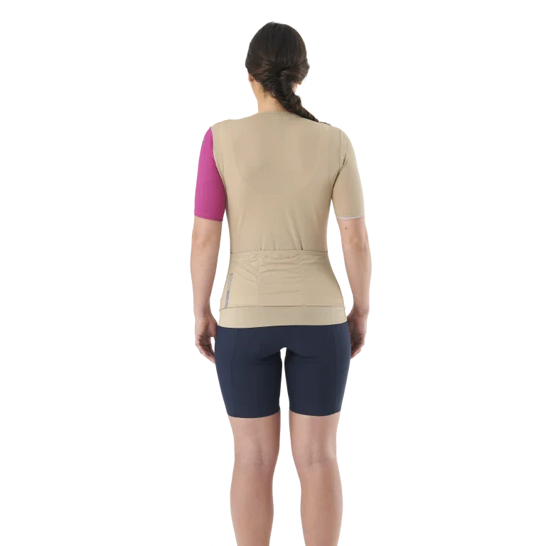 Maillot MAVIC ESSENTIAL Manches Courtes Femme Beige/Fuschia - Image 3