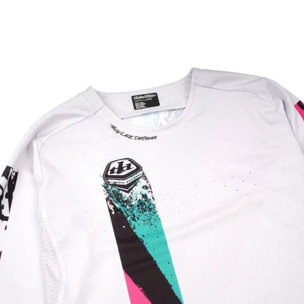 Maillot TROY LEE DESIGNS SPRINT FULL PULL Junior Manches Longues Blanc - Image 3