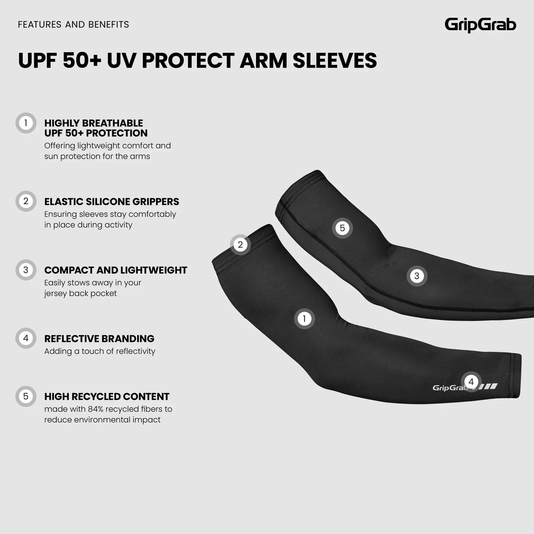 Manchettes GRIPGRAB UPF 50+ UV PROTECT Blanc - Image 5