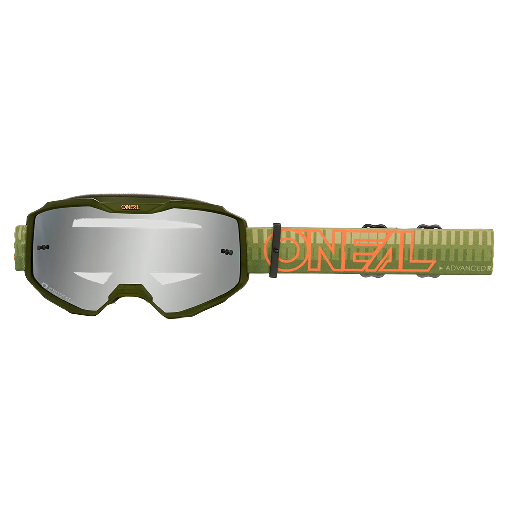 Masque O'NEAL B-10 STRIPED Vert/Orange Écran Silver Mirror