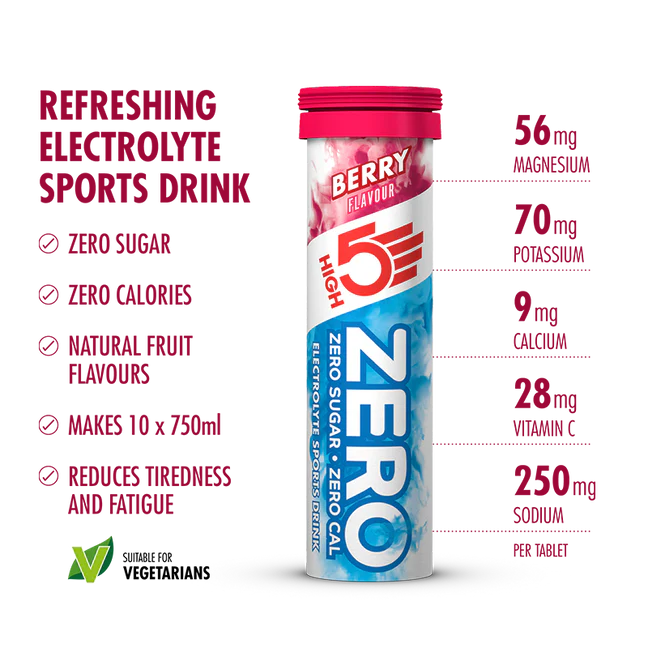 Bidon + 10 Pastilles Hydratation Electrolyte HIGH5 CYCLE PACK Fruits Rouge - Image 2