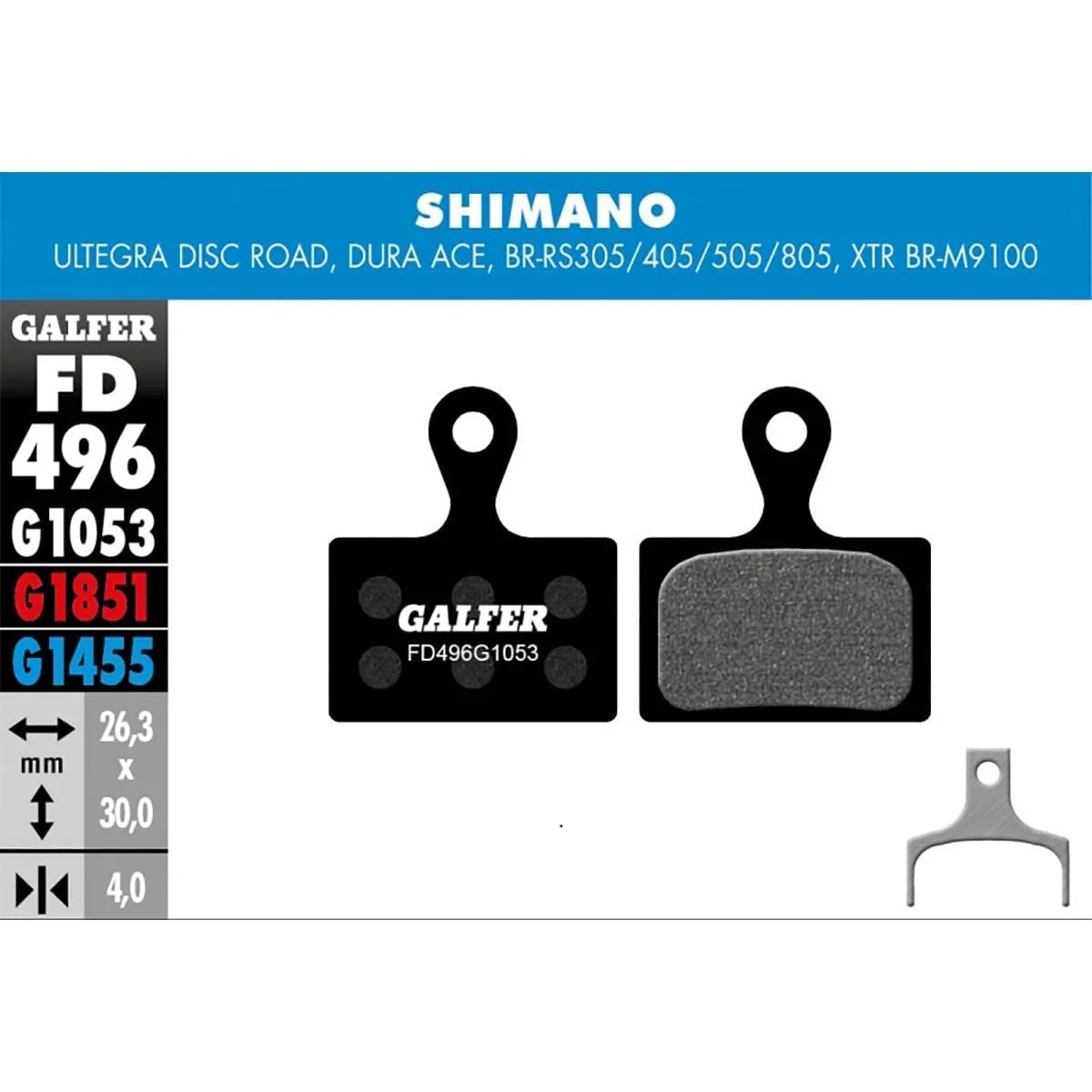 Plaquettes Semi-Métalliques GALFER PERFORMANCE Shimano XTR BR-M9100 / Ultegra / Dura-Ace / RS305-405-505-805 - Image 2