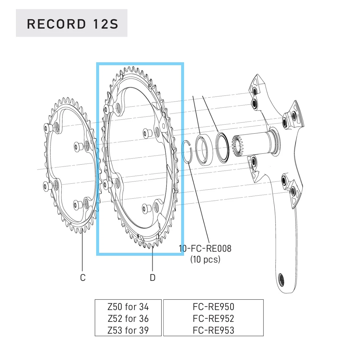 Plateau Exterieur 12V CAMPAGNOLO RECORD - Image 2
