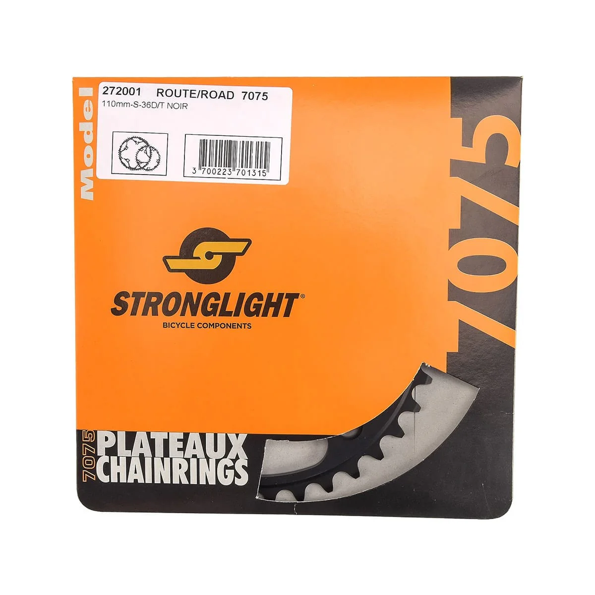 Plateau Intérieur 9/10V STRONGLIGHT ALU 7075 Type S 110mm Noir - Image 3