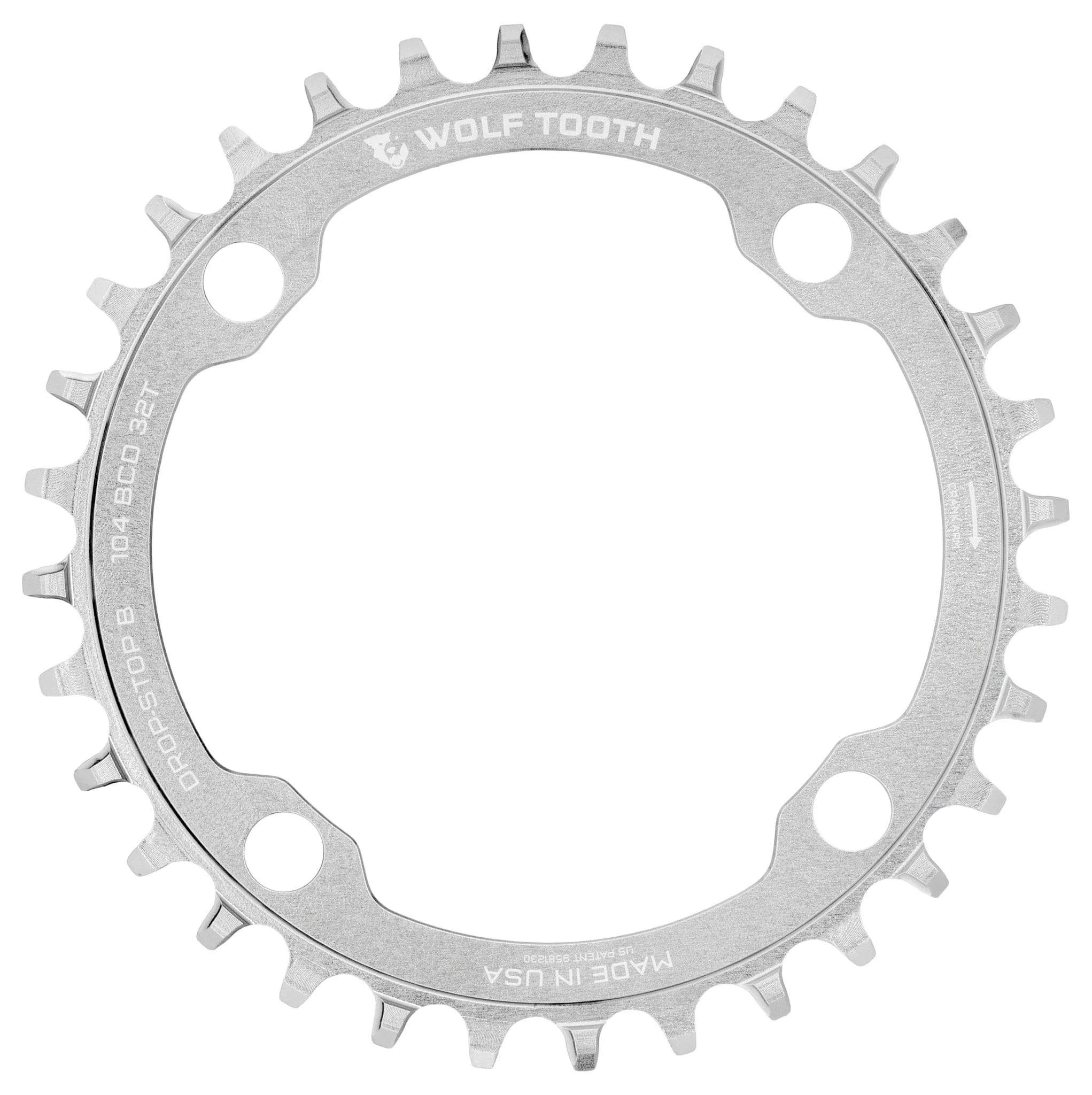 Plateau Mono WOLF TOOTH DROP-STOP B 104mm Raw Silver