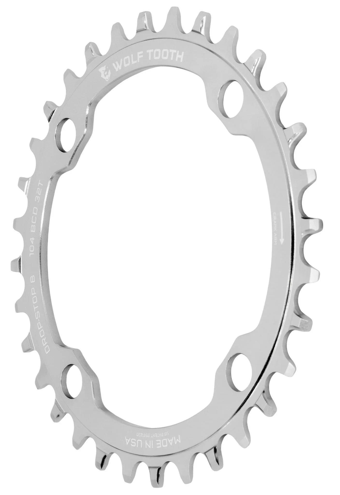 Plateau Mono WOLF TOOTH DROP-STOP B 104mm Raw Silver - Image 2