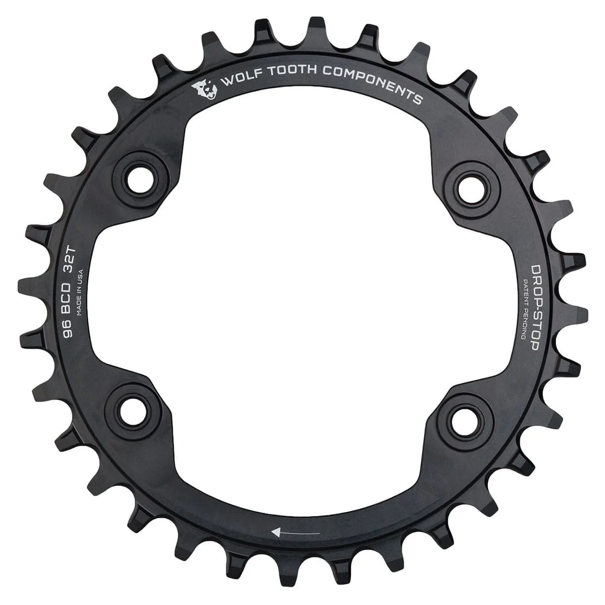 Plateau Mono WOLF TOOTH 96 BCD 11V Shimano XTR M9000/M9020 4 Trous 96mm Noir