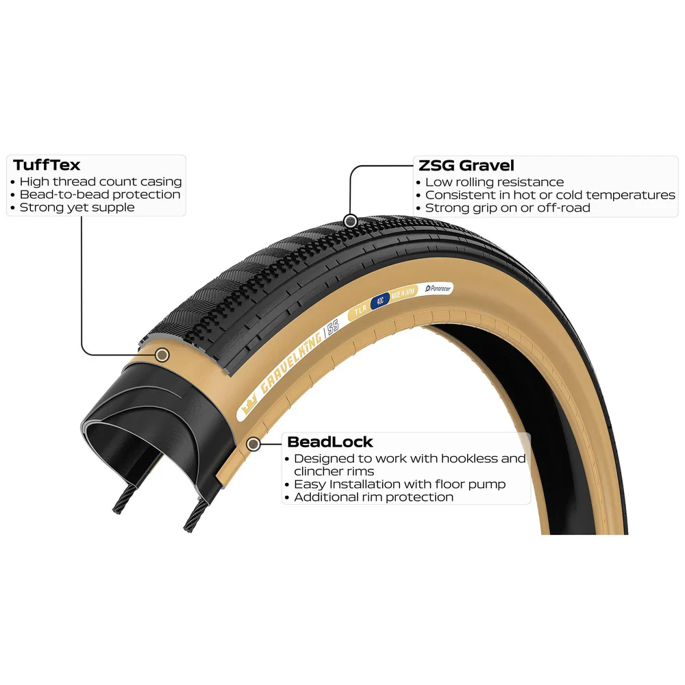 Pneu PANARACER GRAVELKING SEMISLICK TLR 700x45c Tubeless Ready Beige - Image 3