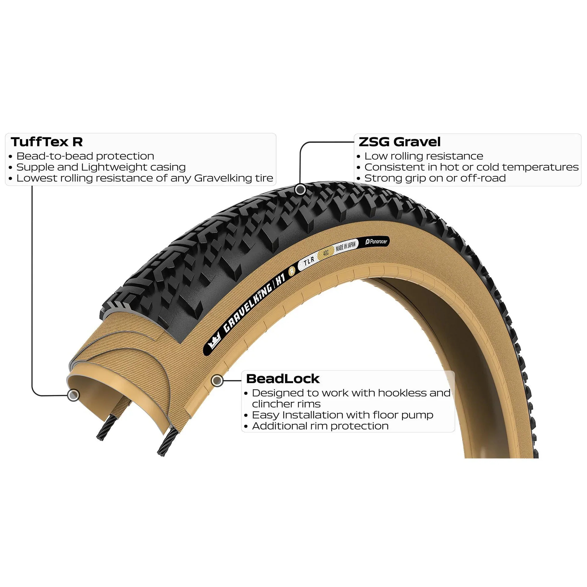 Pneu PANARACER GRAVELKING X1 R-LINE TLR 700x35c Tubeless Ready Beige - Image 3