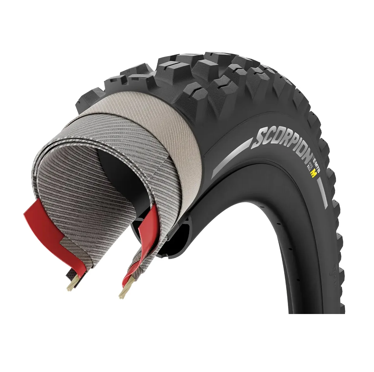 Pneu PIRELLI SCORPION E-MTB M 27.5x2.6 Tubeless Ready Souple Noir/Rouge 4356000 - Image 4