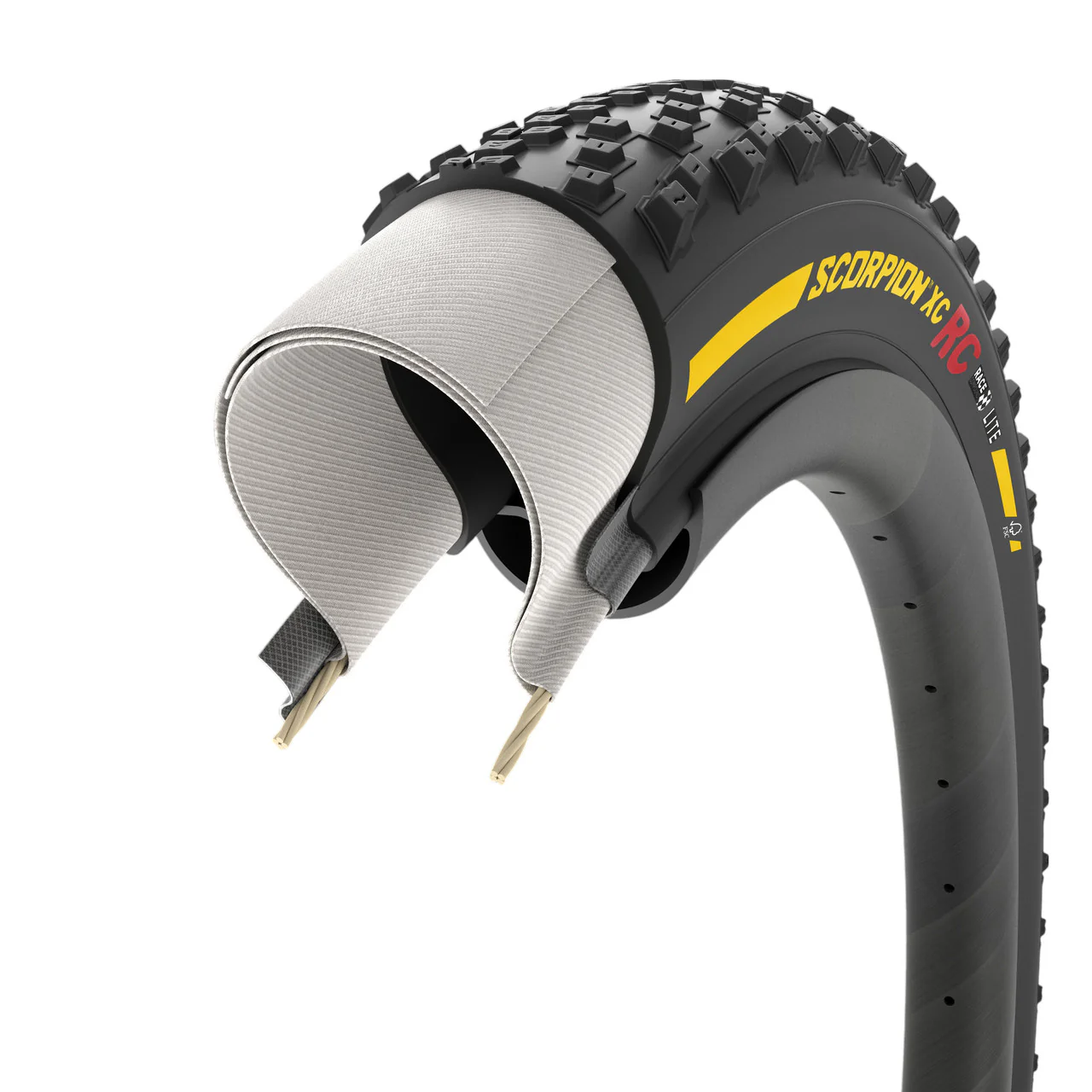 Pneu PIRELLI SCORPION RACE XC RC Lite 29x2.40 Tubeless Ready Souple Noir/Jaune Team Edition - Image 4