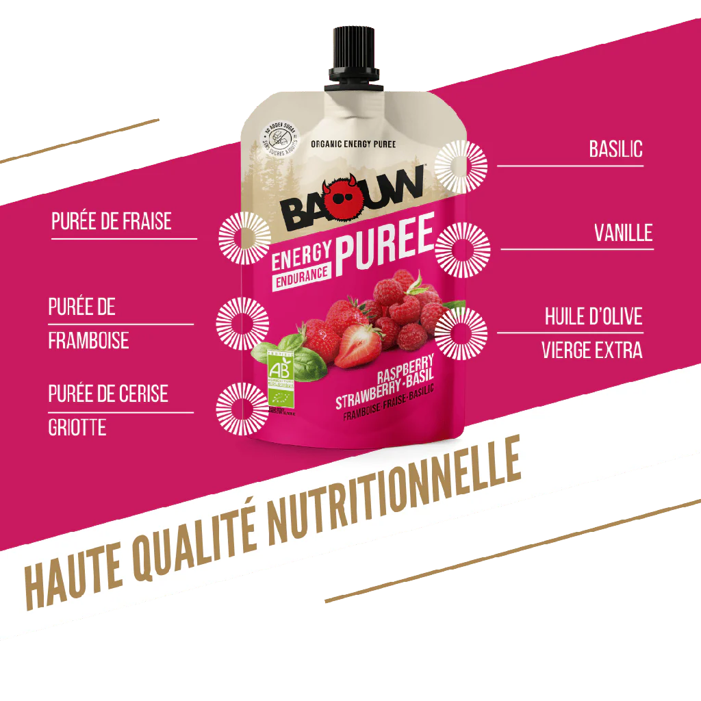 Purée Energétique BAOUW Bio Recette aux Fruits Framboise/Fraise/Basilic (90g) - Image 7
