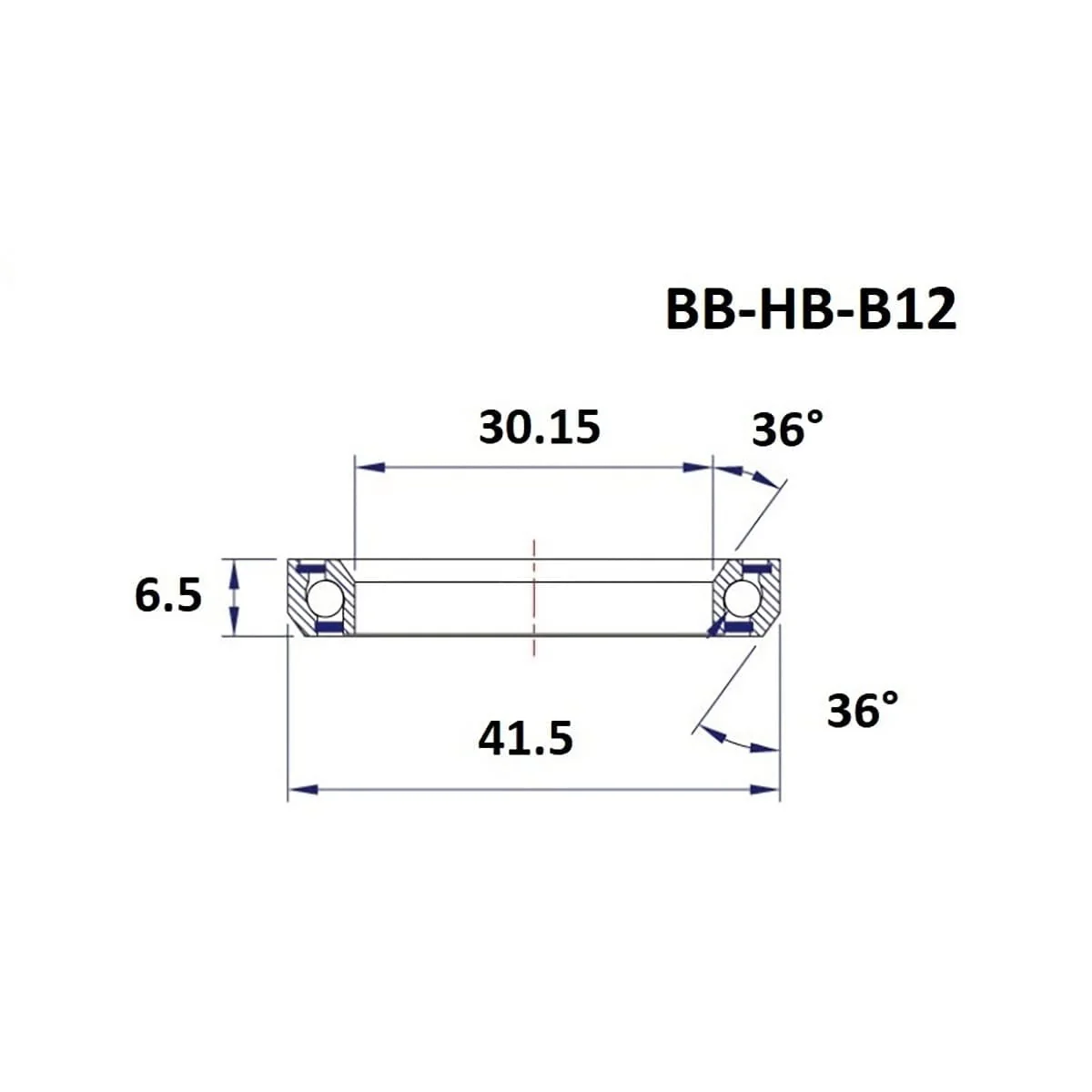 Roulement de Direction BLACK BEARING B12 30.15x41.5x6.5mm 36/36° 1-1/8" - Image 2