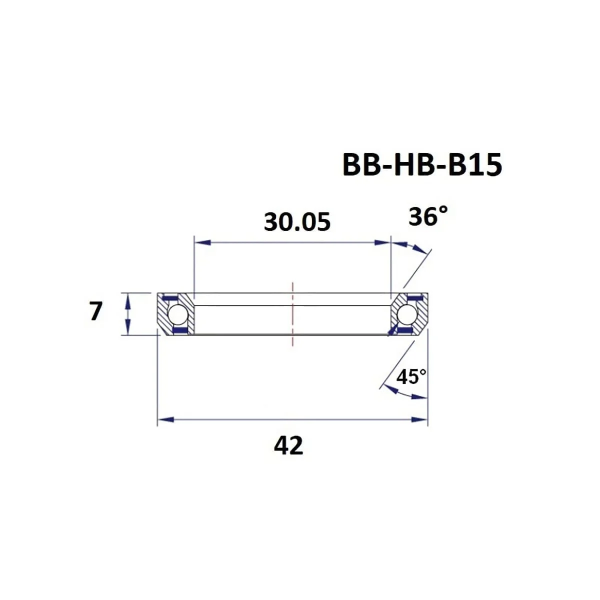 Roulement de Direction BLACK BEARING B15 30.05x42x7mm 36/45° 1-1/8" - Image 2