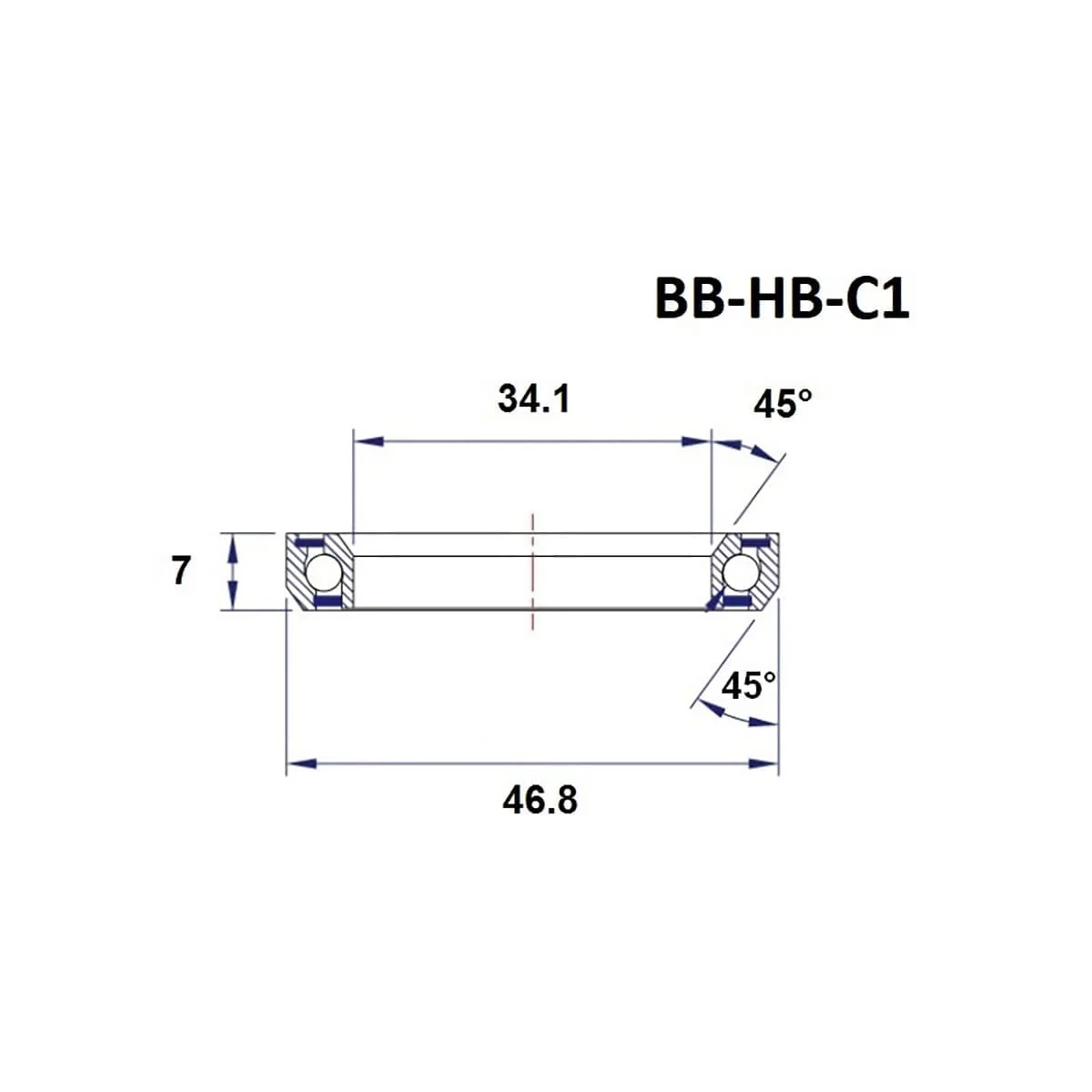 Roulement de Direction BLACK BEARING C1 34.1x46.8x7mm 45/45° 1-1/4" - Image 3