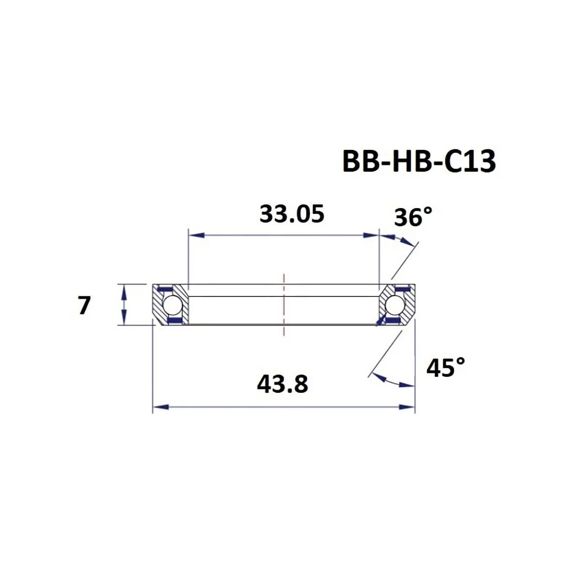 Roulement de Direction BLACK BEARING C13 36/45° (33.05 x 43.8 x 7 mm) - Image 2