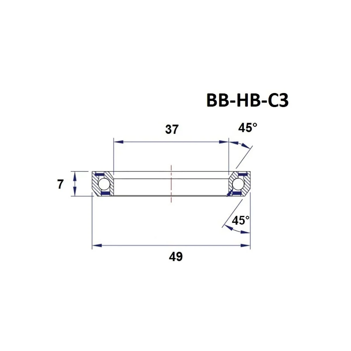 Roulement de Direction BLACK BEARING C3 45/45° (37 x 49 x 7 mm) - Image 2