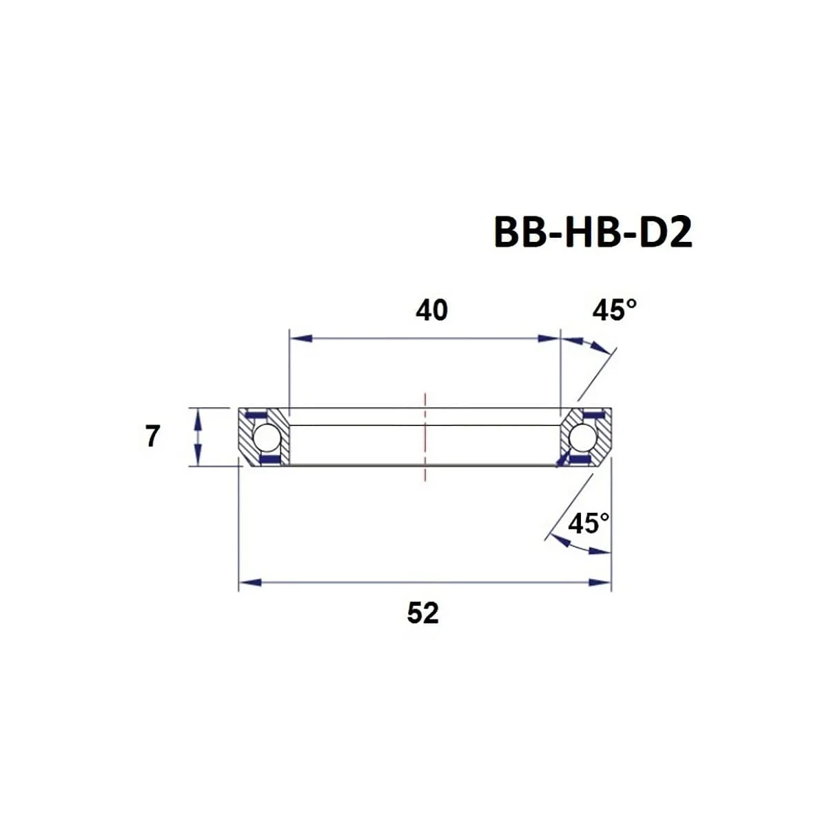 Roulement de Direction BLACK BEARING D2 1-1/2" 45/45° (40 x 52 x 7 mm) - Image 3