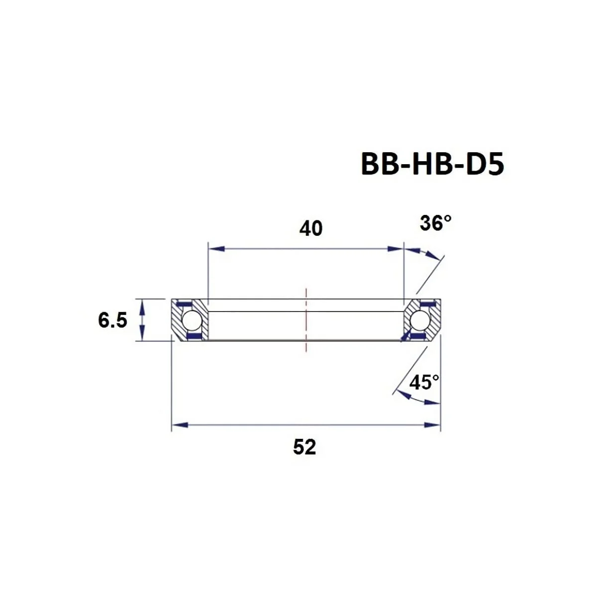Roulement de Direction BLACK BEARING D5 1-1/2" 36/45° (40 x 52 x 6.5 mm) - Image 3