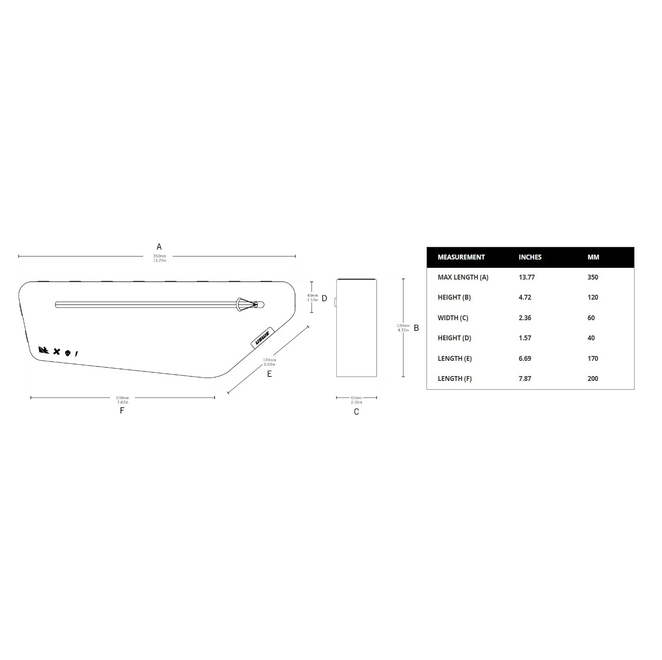 Sacoche de Cadre USWE FRAME TUBE SMALL 2.6 L Noir - Image 6
