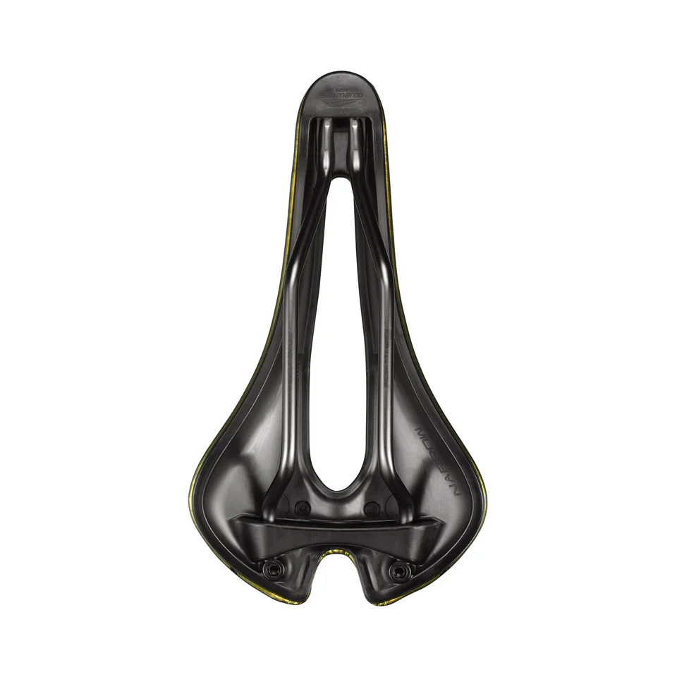 Selle SAN MARCO ASPIDE SHORT OPEN-FIT RACING L3 Largeur 155mm Rails Acier Xsilite Or - Image 4
