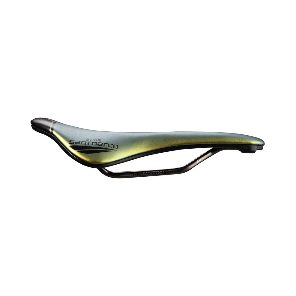 Selle SAN MARCO SHORTFIT 2.0 OPEN-FIT RACING L3 Largeur 155mm Rails Acier Xsilite Or - Image 2