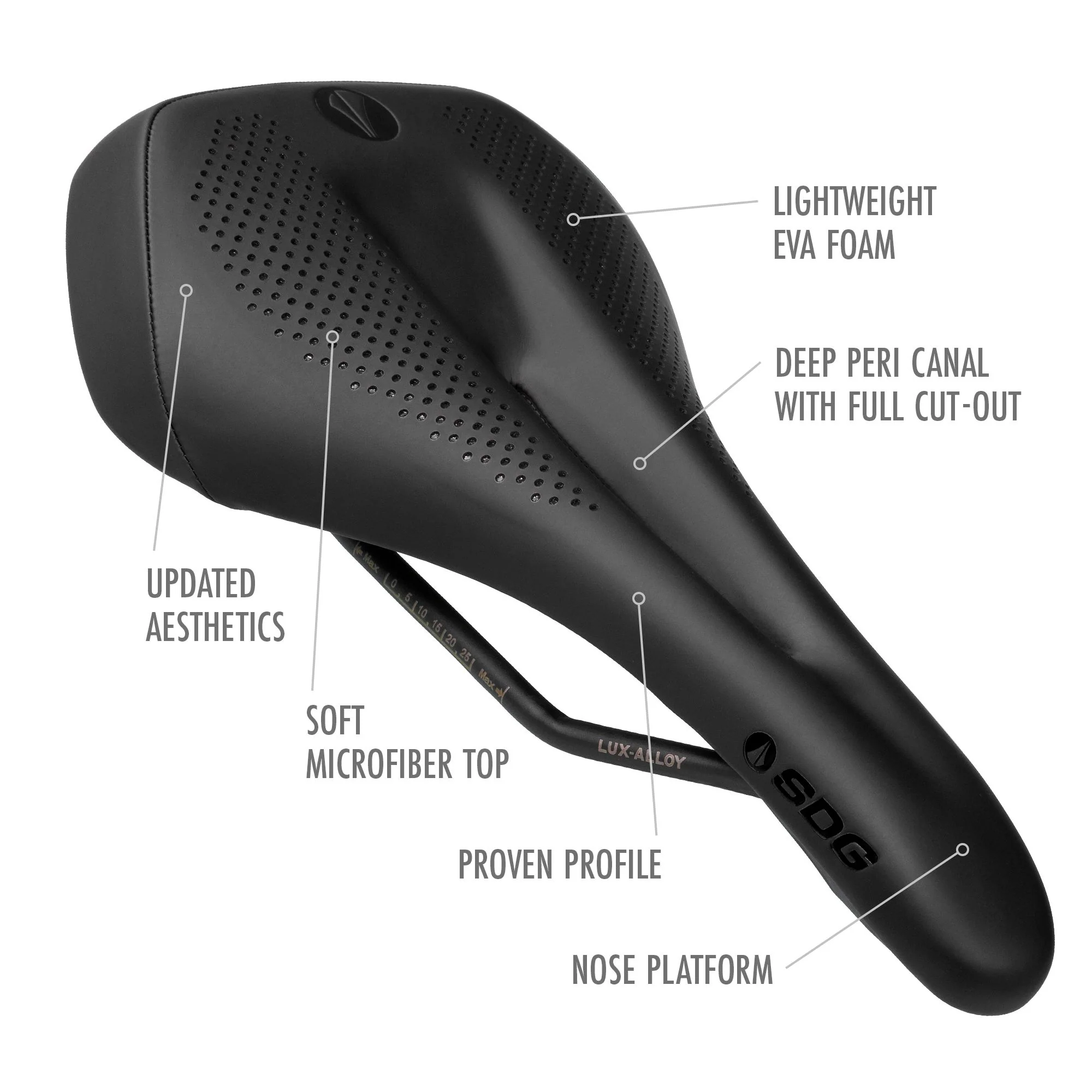 Selle SDG ALLURE V2 Femme Rails Lux-Alloy Noir/Rouge - Image 5
