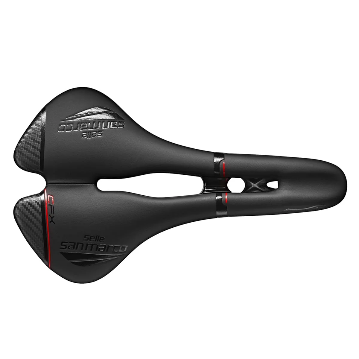 Selle SAN MARCO ASPIDE CARBON FX OPEN FIT WIDE Rails Carbone Noir