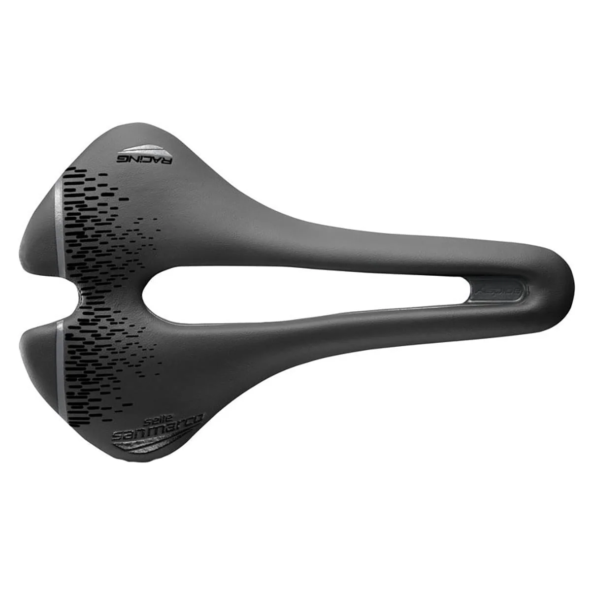 Selle SAN MARCO ASPIDE SHORT OPEN-FIT RACING L3 Largeur 155mm Rails Acier Xsilite Noir