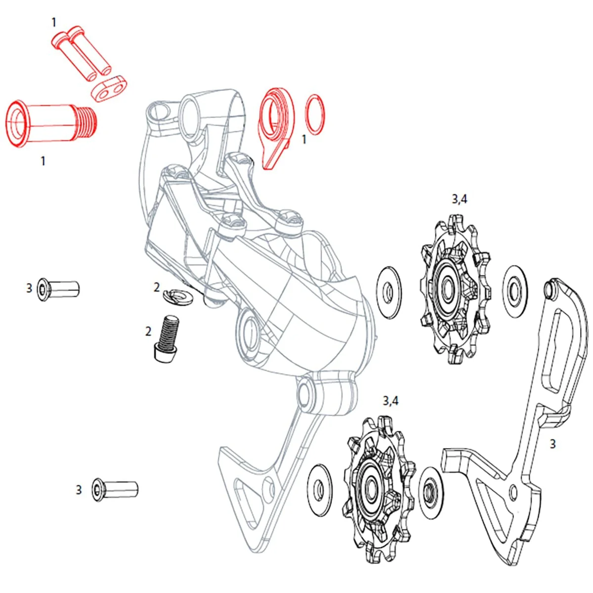 Vis de Fixation et Butée de Dérailleur Arrière SRAM GX 1x11V #11.7518.055.000 - Image 2